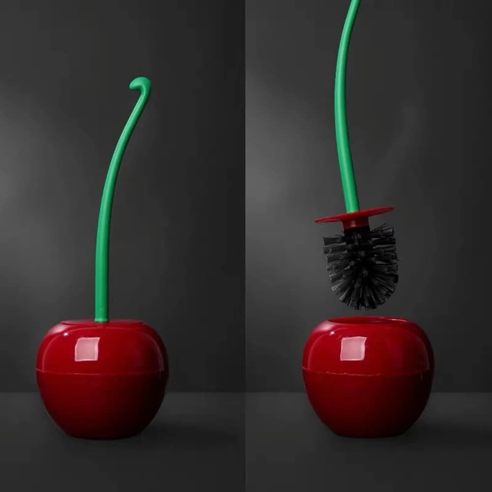 Spazzola per la pulizia del bagno a forma di ciliegia con manico lungo, creativa, per la rimozione delle macchie, accessori per il bagno