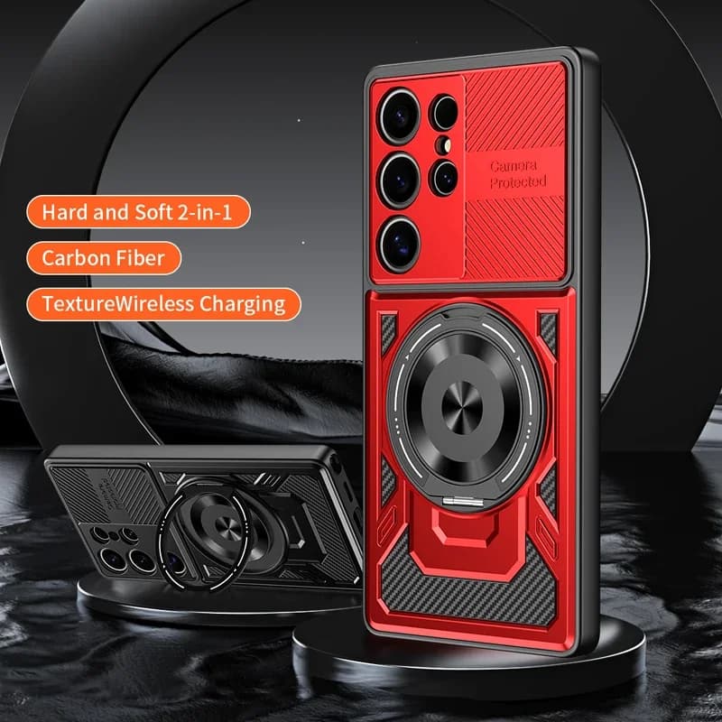 For Samsung Galaxy S23 FE S24 Plus S25 Edge S26 Ultra Phone Case Wireless Charging Soft Silicone Back Cover Cases Metal Bracket