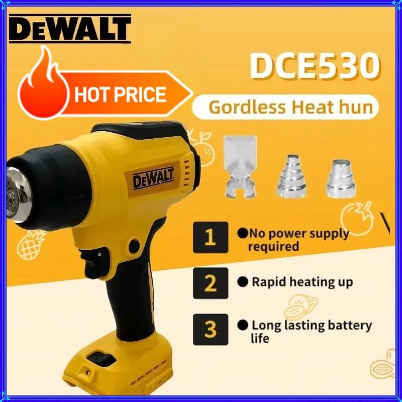 Pistola Termica Senza Fili Dewalt DCE530 300W, Soffiatore Termico ad Alta Potenza per Saldatura e Termoretrazione, Compatibile con Batterie 18V 20V