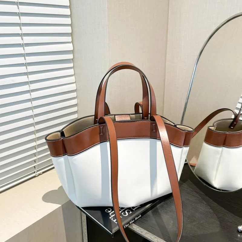 Sewing Thread PU Shoulder Bags Zipper Large Capacity Women's Bags Solid Color 2025 Hot Sale Fashion High Quality Tote Bags