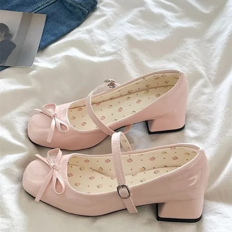Nuove Scarpe Mary Jane in Pelle Verniciata per Donna 2026, Scarpe alla Moda con Fiocco a Farfalla, per Primavera e Autunno, Ideali per Matrimoni e Feste