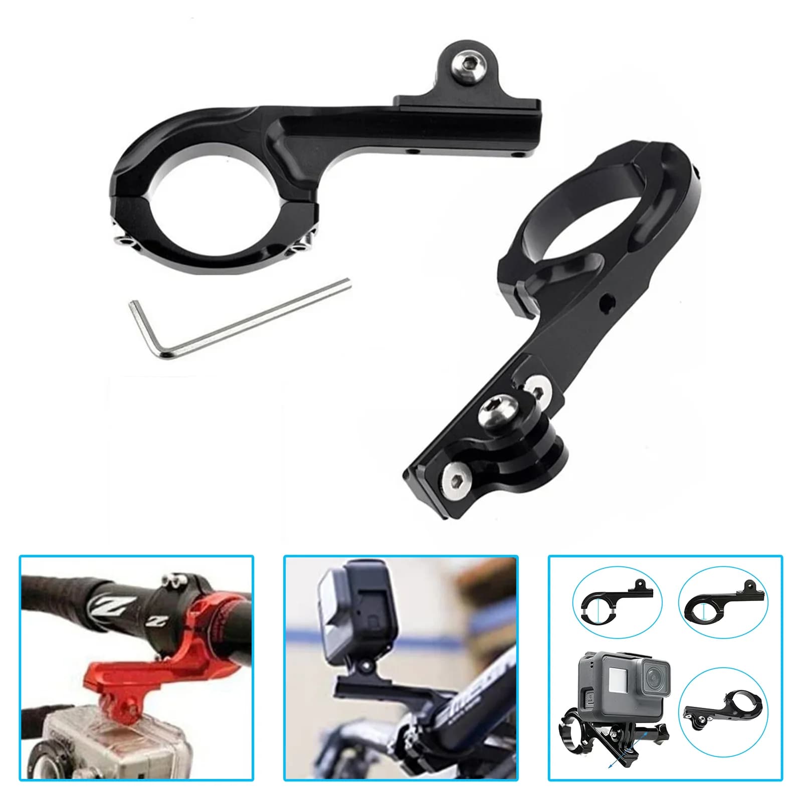 Supporto per manubrio moto bicicletta in alluminio per Gopro HERO11 10 9 8 7 6 5 4 3/2/1 Accessori per fotocamera HD
