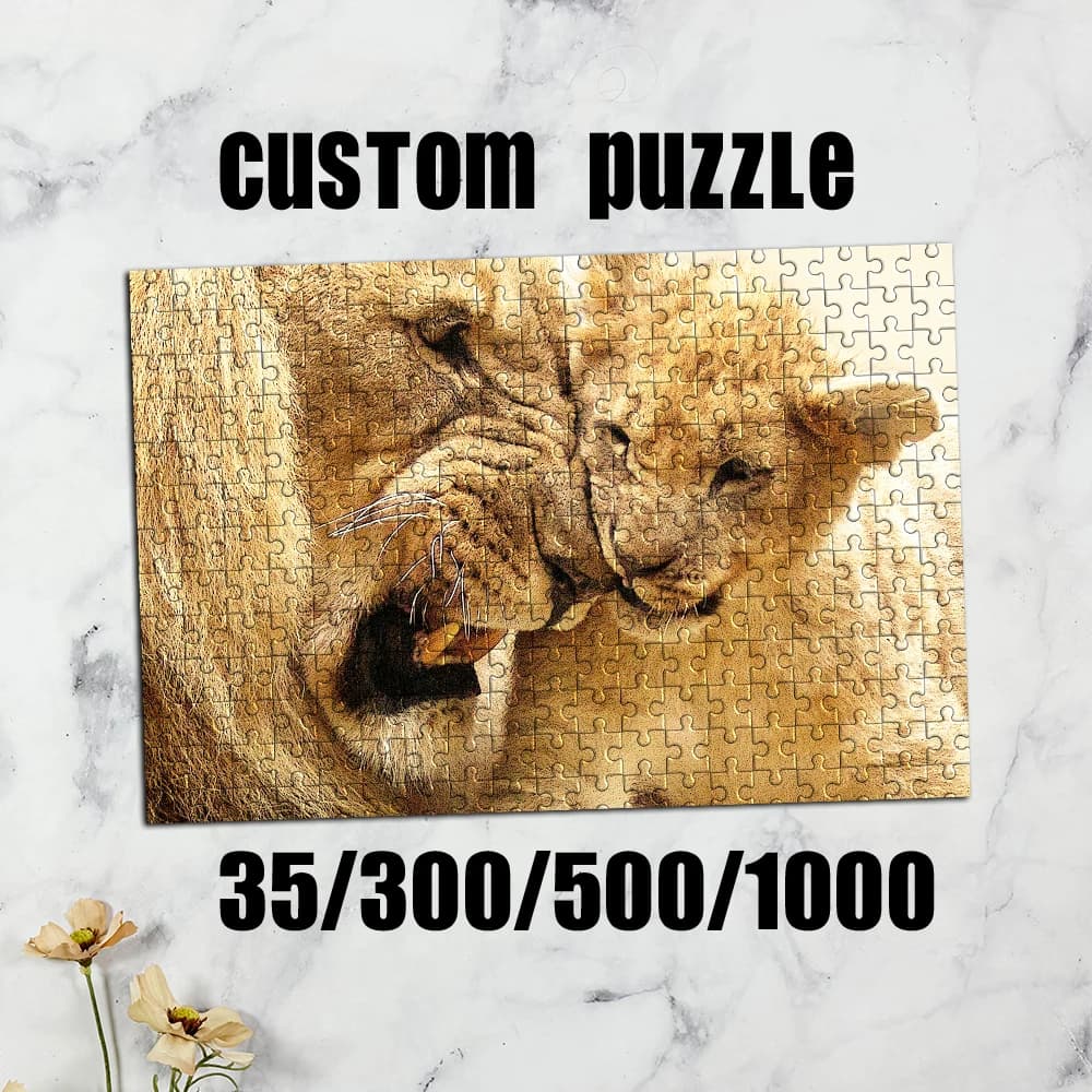35/300pcs lion Custom Picture Personalised Decompression Puzzles Puzzle Customizable Photo For Children Toy Love Gift
