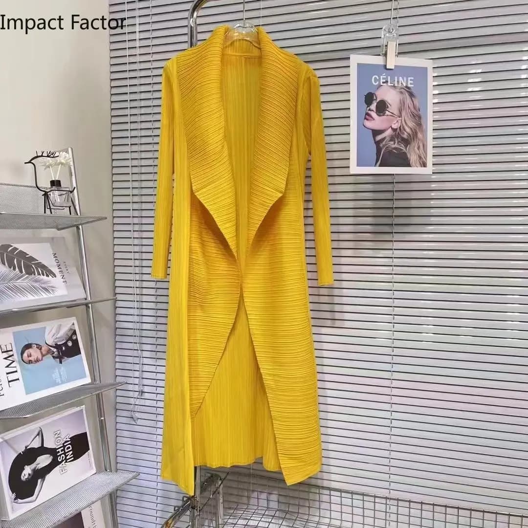 Miyake pieghettato nuova moda Casual Cardigan allentato manica lunga mantello lungo giacca primavera/inverno 2024