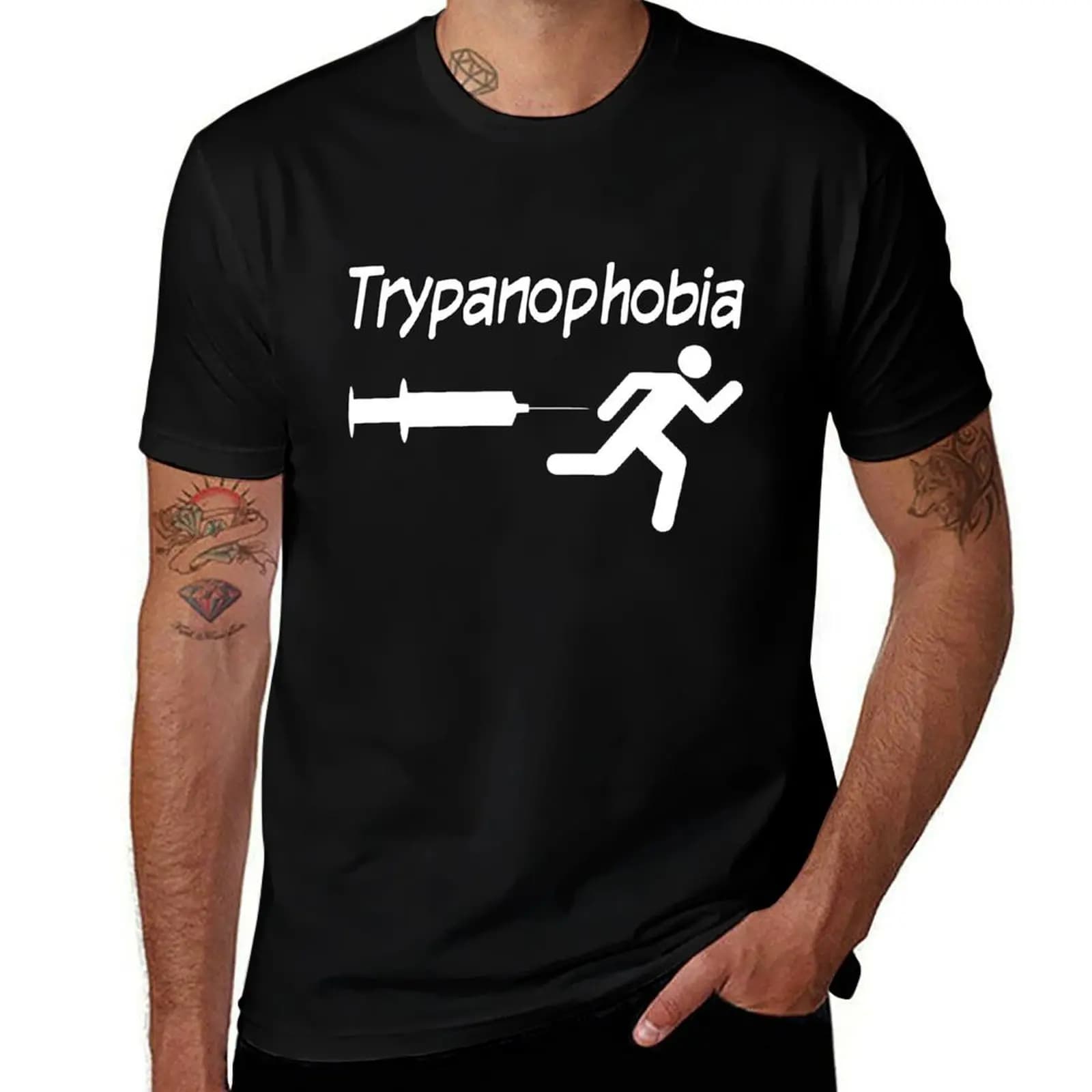 T-shirt con stampa divertente a tema Ago, Trypanofobia, Corsa, Figura, Iniezione, Ago - Top classico grafico a maniche corte