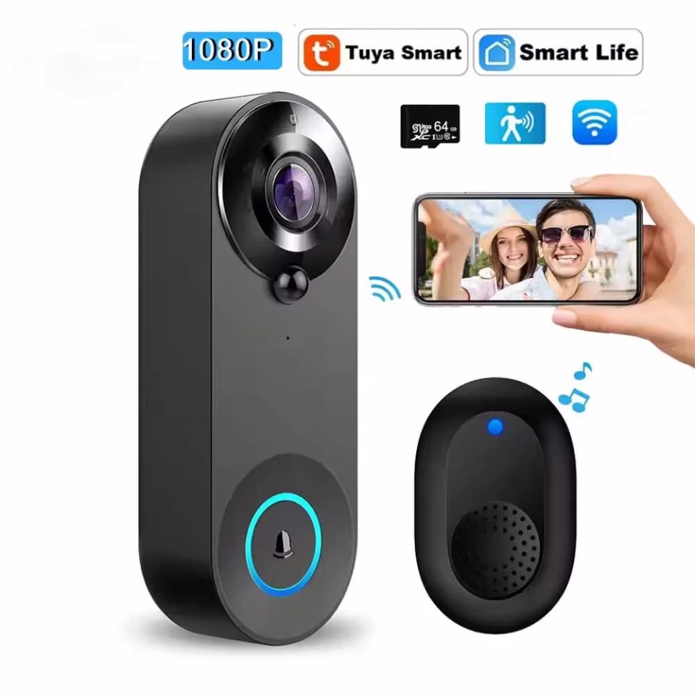 Tuya 1080P Wireless WIFI Campanello Videocitofono Campanello per porte con telecamera Smart Home per protezione di sicurezza Rilevamento movimento PIR