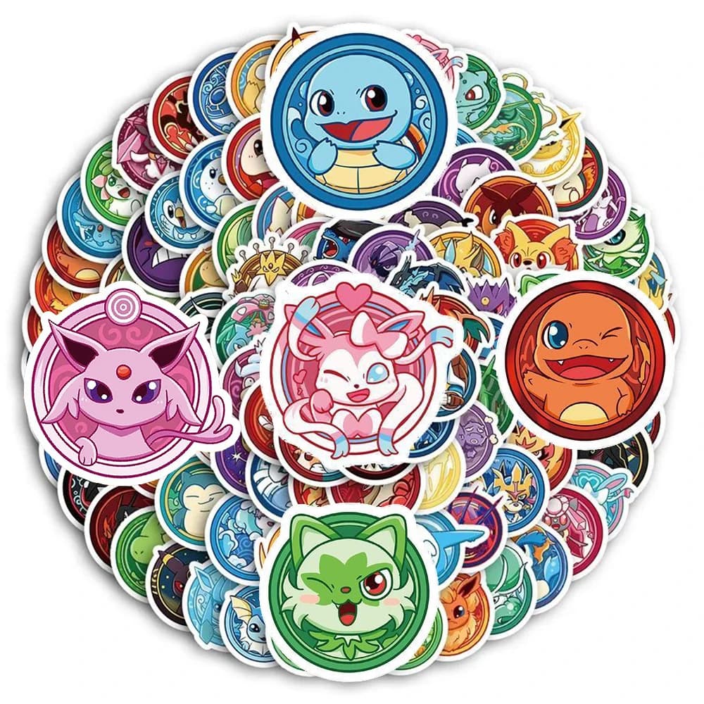 10/30/50/100 Pezzi Adesivi Divertenti Pokémon Anime Pikachu, Simpatici Adesivi Cartoon Eevee Gengar per Scrapbooking, Laptop, Telefono, Confezione