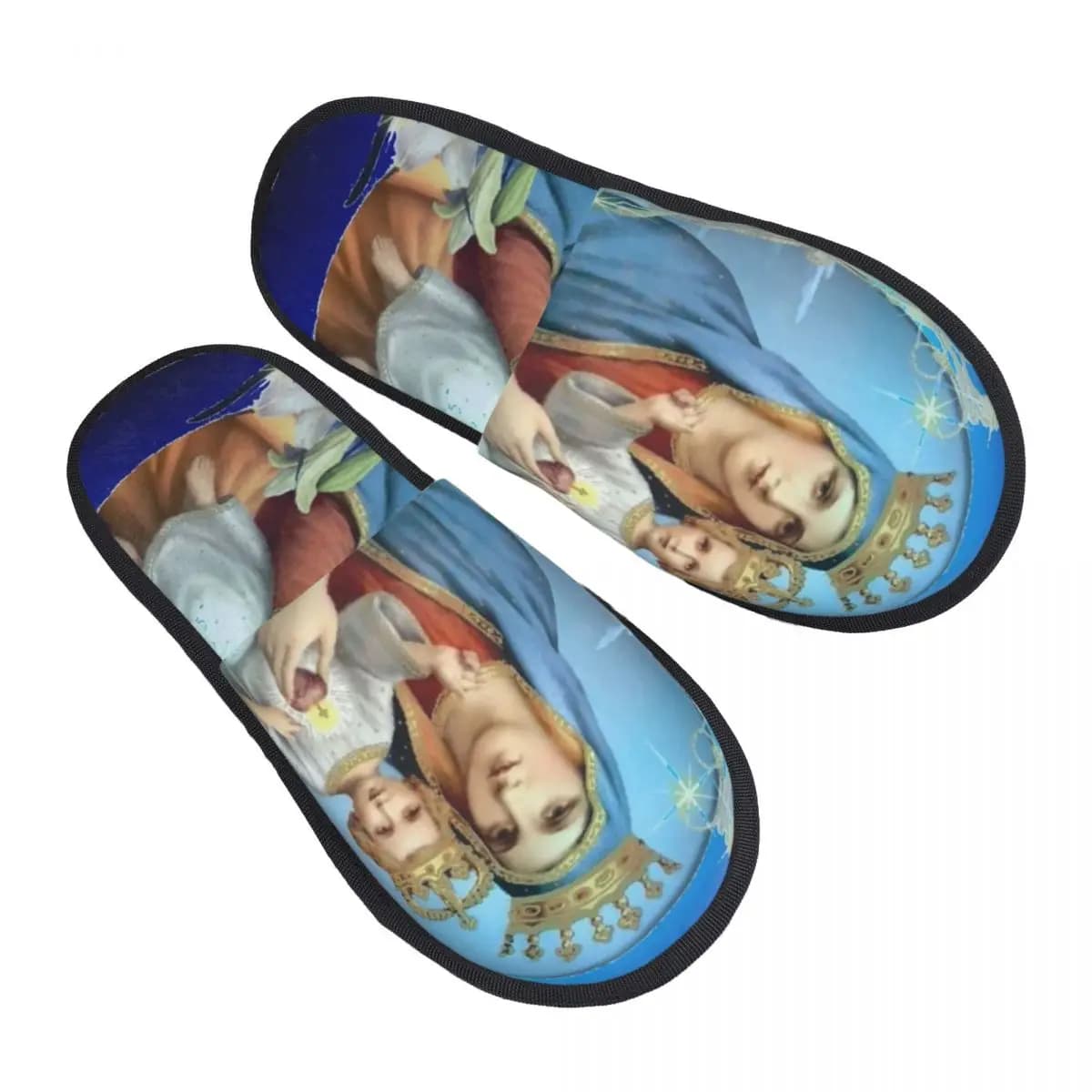 Virgin Mary Comodo Scuff with memory foam slippers House shoes for Christian bedroom catholic woman