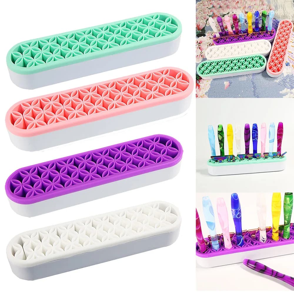 Organizzatori da tavolo multiuso Scatola portaoggetti per cosmetici in silicone Portapenne per pittura con diamanti 5D Scatola portaoggetti da tavolo per strumenti da cucito