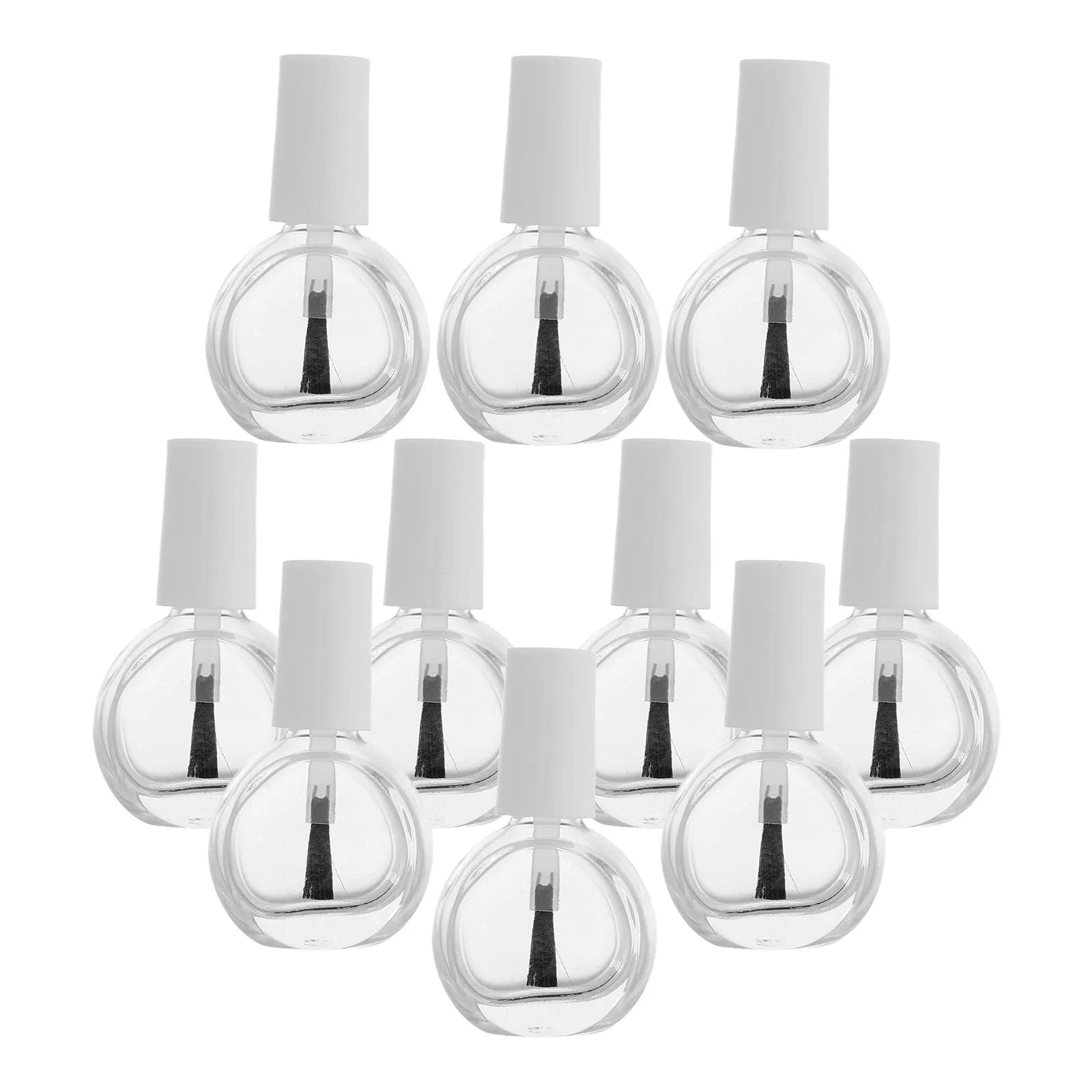10 Pezzi Bottiglie per Smalto in Vetro Trasparente, Contenitori Portatili con Tappo a Pennello, Ricaricabili per Nail Art, Contenitori da Viaggio