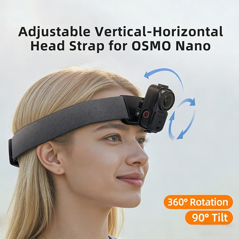 Supporto per Cinturino da Testa con Rotazione a 360 Gradi per DJI Osmo Nano, Supporto Regolabile per Bicicletta per Accessori Fotocamera DJI Osmo Nano Action