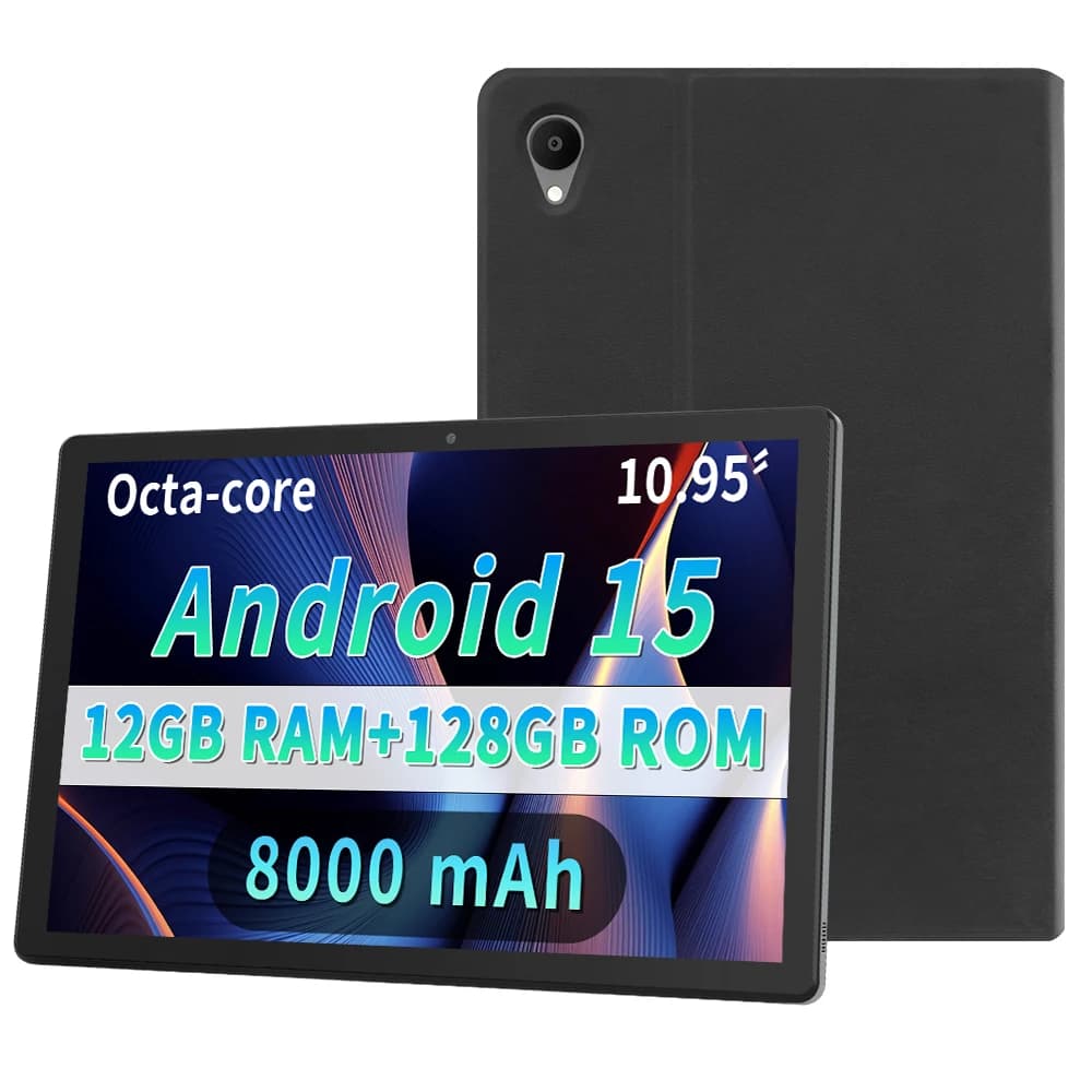 ANRY Tablet Android 15 da 10.95 Pollici, 12GB RAM, 128GB ROM, Batteria 8000mAh, Octa Core T606, con Fotocamera 13MP, WiFi 6, Espandibile fino a 1TB