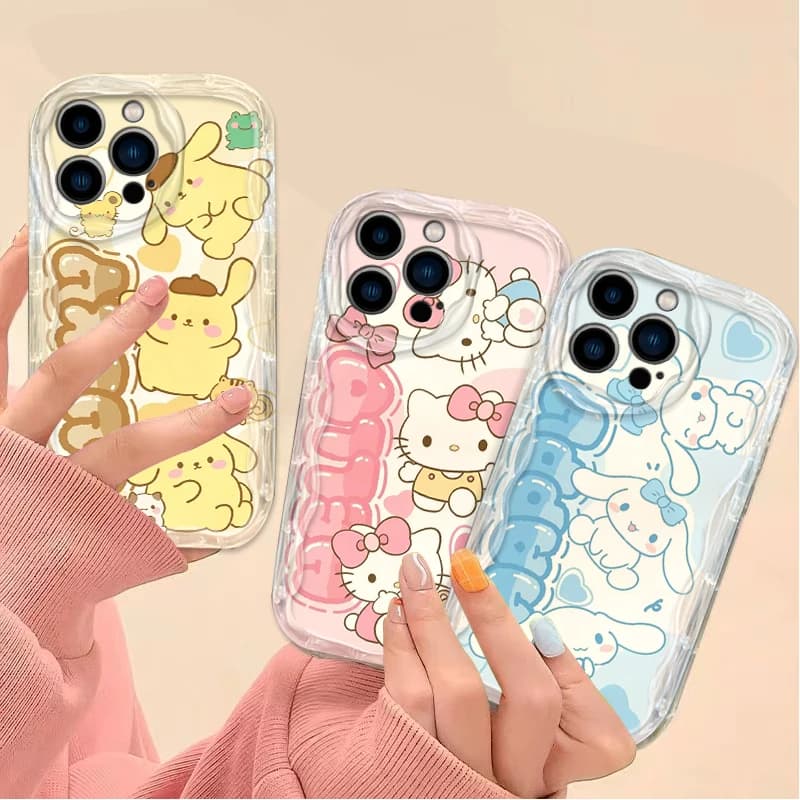 Protective Protective Case Sanrio Cartoon Cuteness Overload for iPhone 16 15 14 13 12 11 Pro Max Plus 16E XR X 7 8