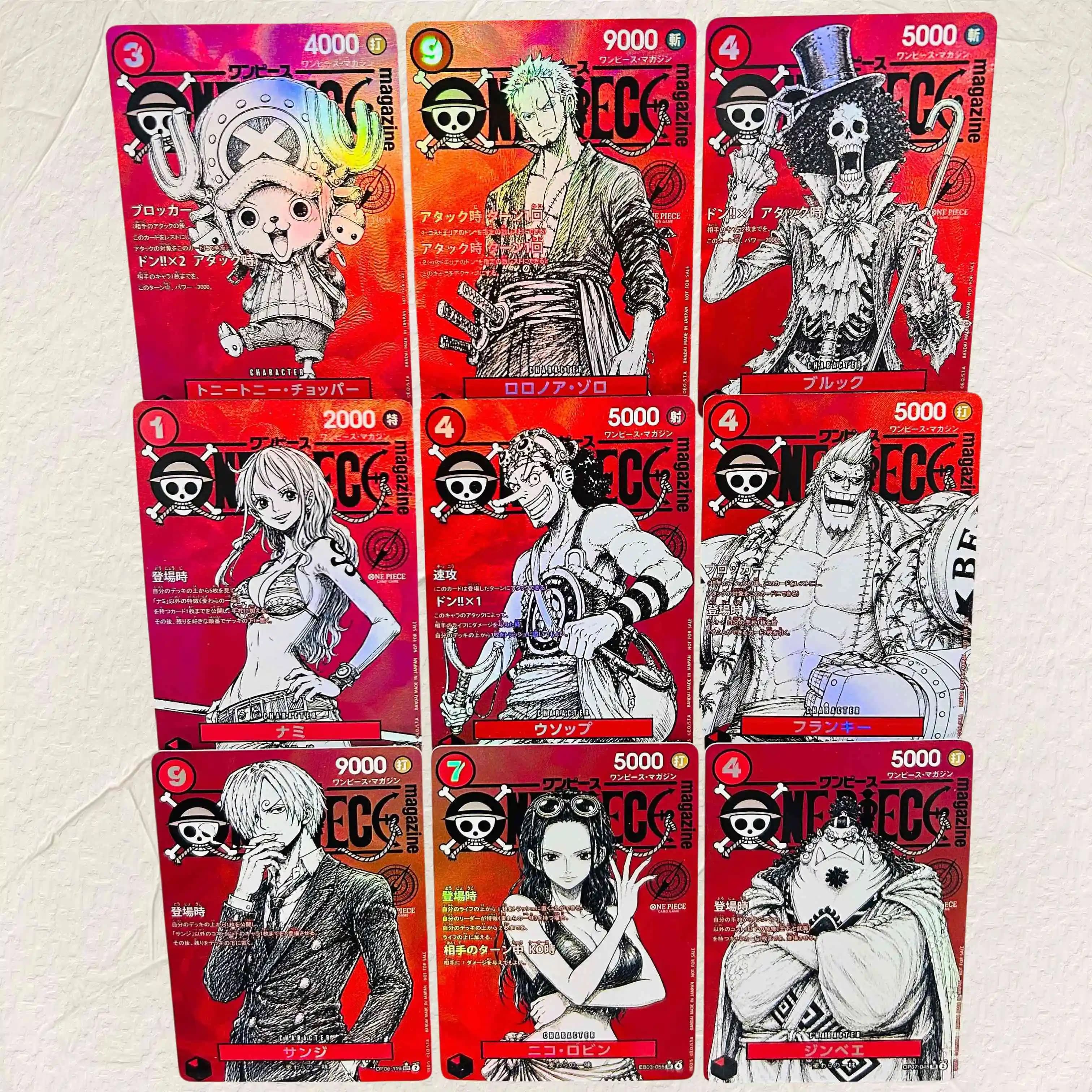 One Piece (Usopp Nami Robin Franky Chopper) DIY 9Pcs Holographic Texture Cards Collectible Grade Classic Anime Collectible TCG