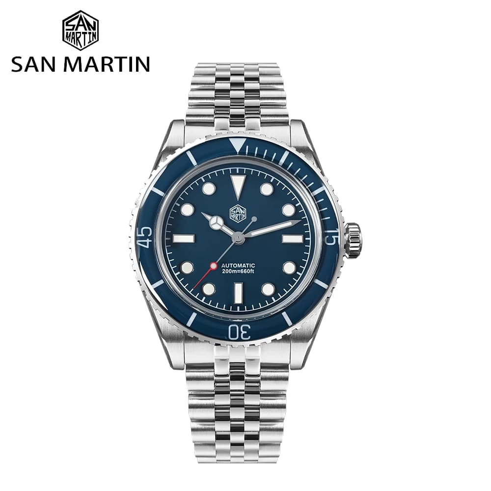 San Martin 40mm Orologio subacqueo da uomo NH35 Movimento automatico Orologi da polso meccanici Cristallo di zaffiro Completamente luminoso Impermeabile 20Bar