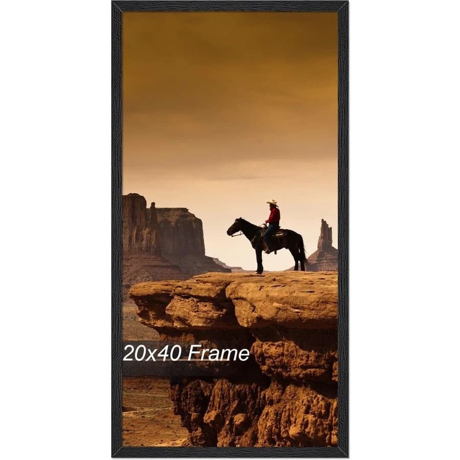 Photo frame 20x40, technical black frame for 20x40 inch photo or poster, light frame 20x40 with wood effect finish