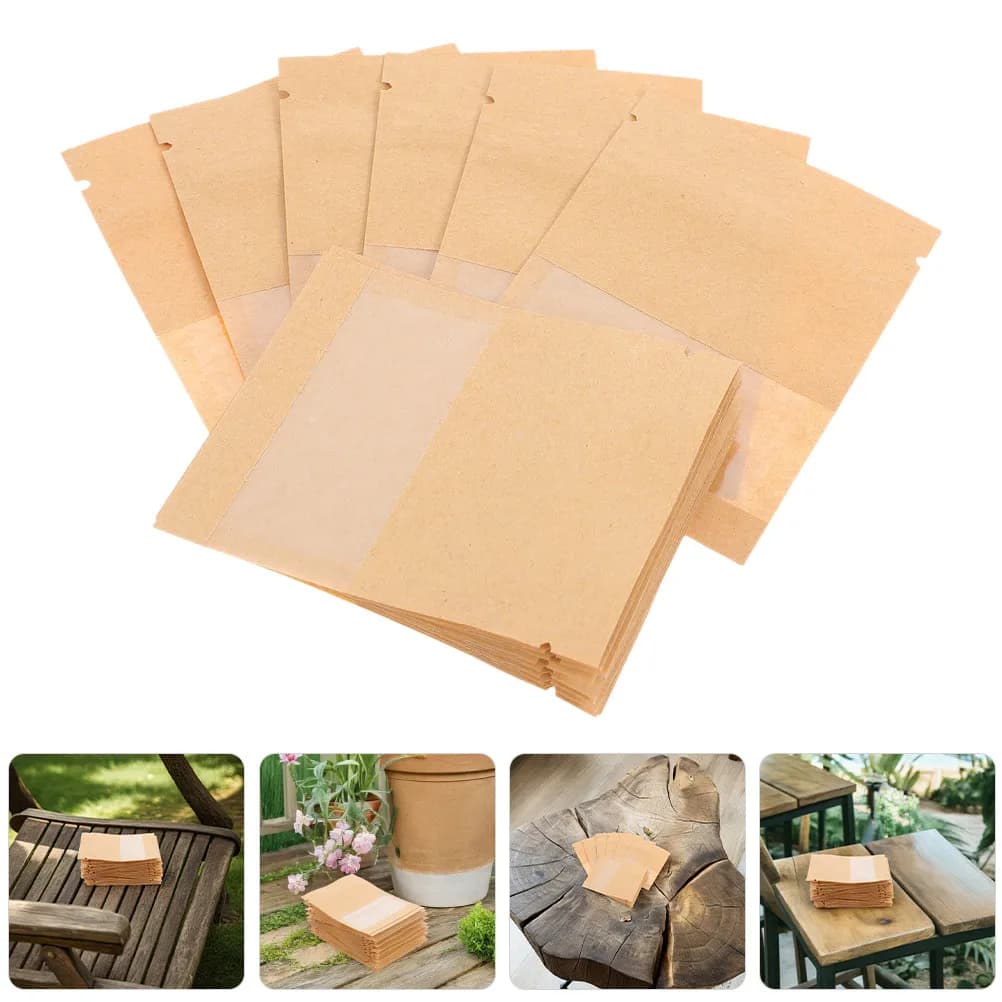 100Pcs Seed Envelope Kraft Paper Small Sealable Bags Transparent Window Flower vegetable Storage Organizer Mini Paper