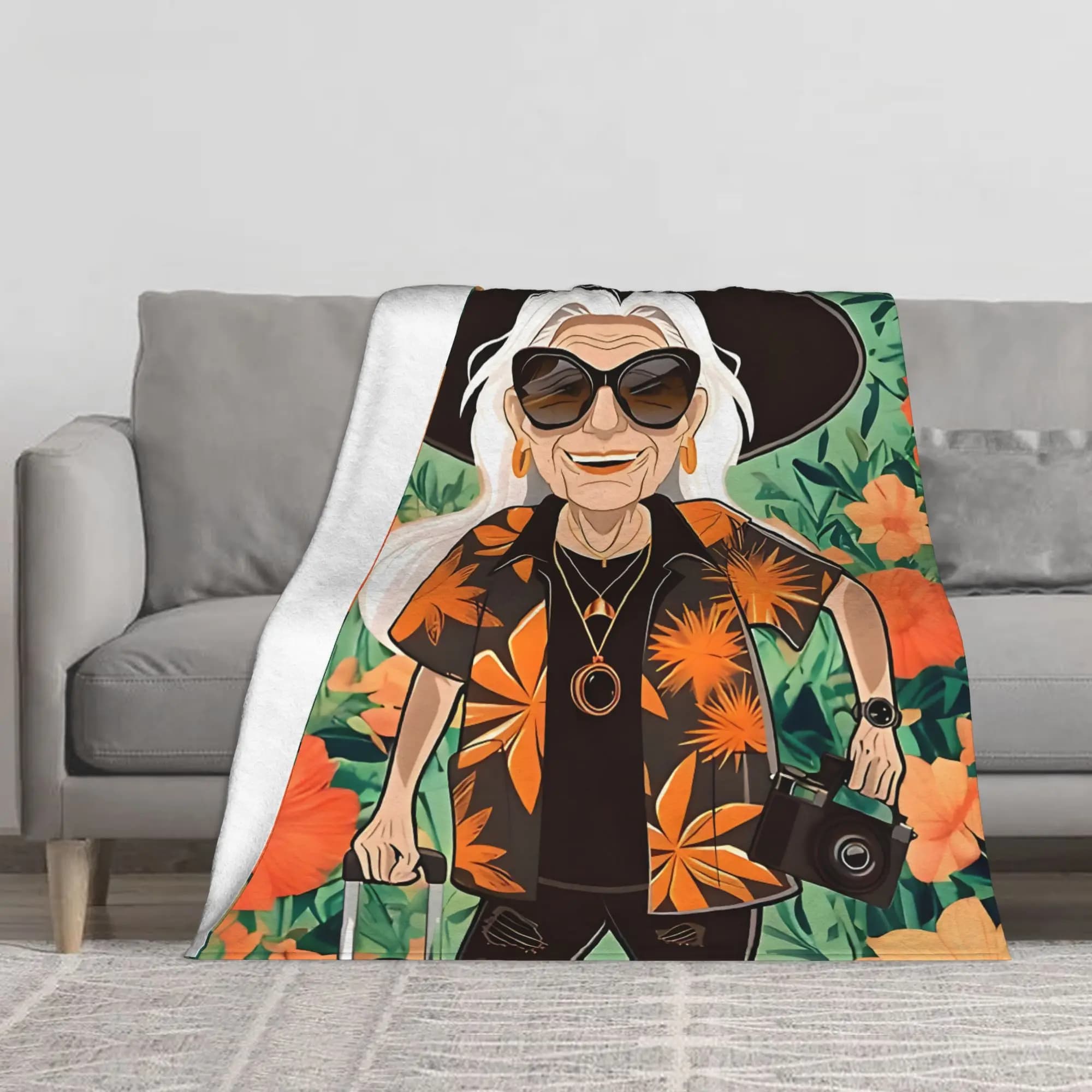 1PC Cool Grandma Traveler Blanket Throw Blanket Novelty Warm Blanket All Season Gift