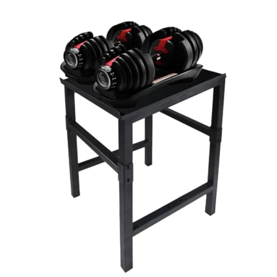 Black adjustable handlebar and kettlebell stand for home gym with anti-slip base, space-saving design and anti-rebalt A