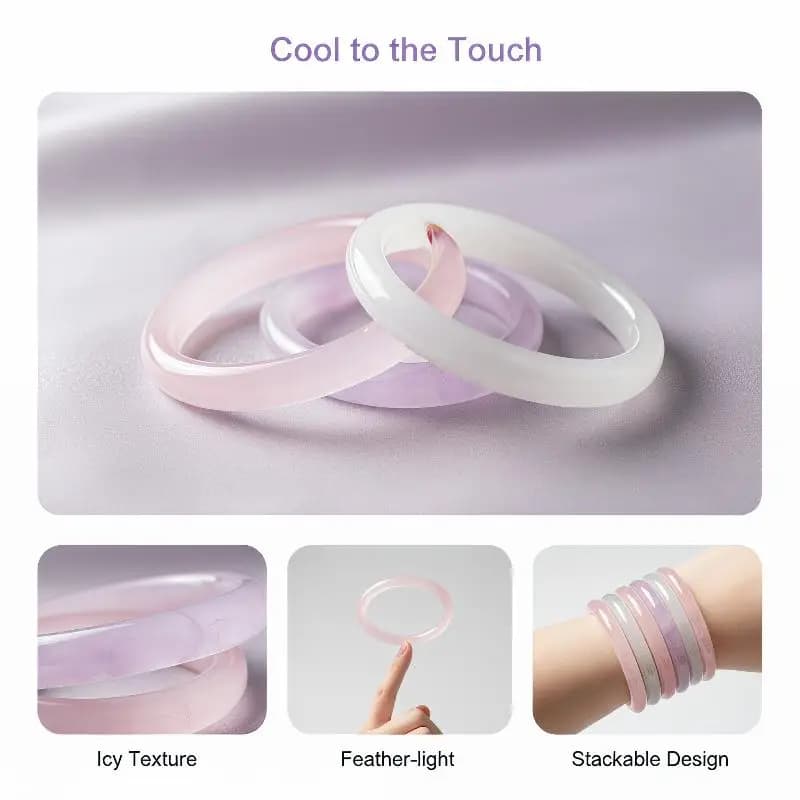 Trendy Glass Imitation Jade Bracelet Women Elegant Jingle Bangle Girl Fashion Wrist Charm Jewelry Gift