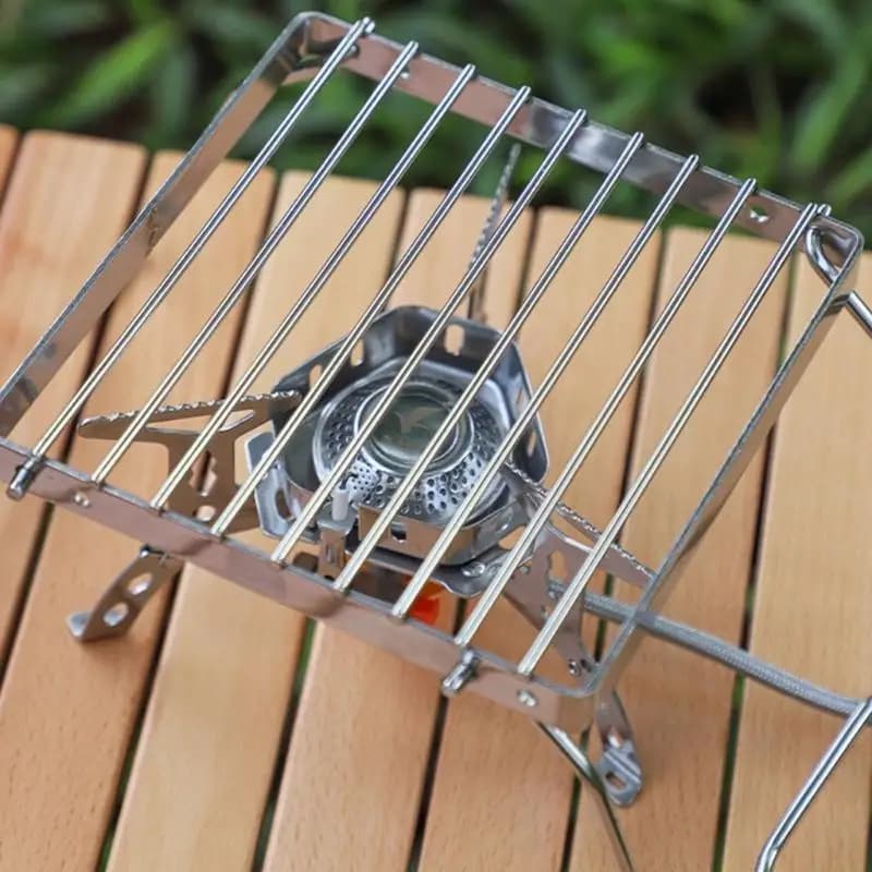 31BE Burners Stove Stand Stainless Steels Camping Grill Folding Cooking Rack Baking Tray Holder for Picnics Cooking Camping