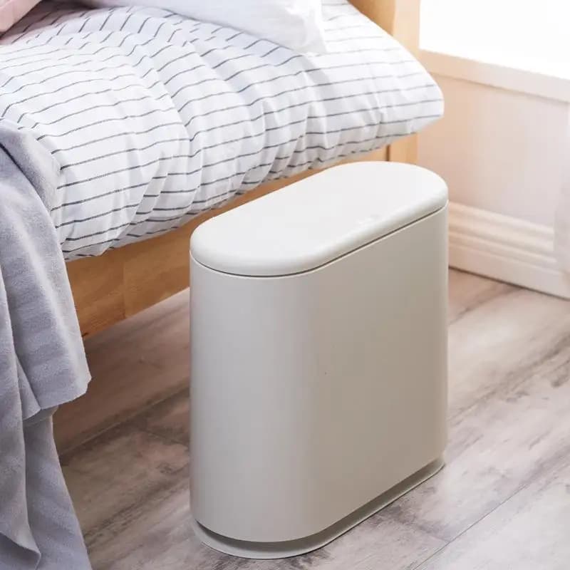Cestino per Rifiuti in Stile Nordico di Grandi Dimensioni con Coperchio per Cucina, Bagno, Soggiorno e Camera da Letto, Bidone dei Rifiuti a Pressione, Cestino per Carta