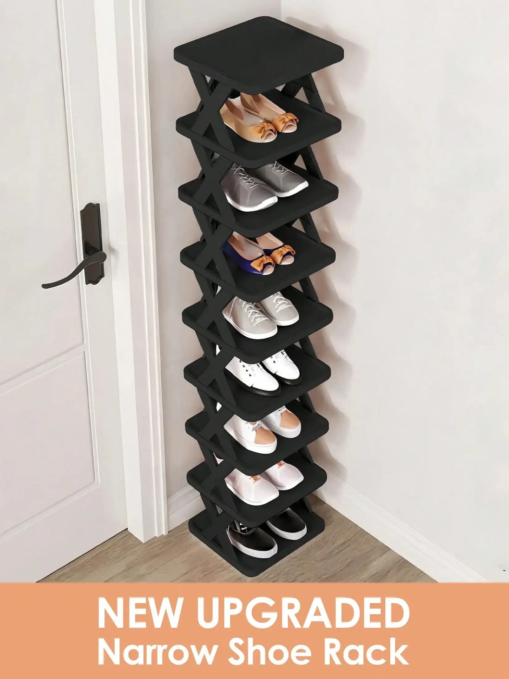 9/6 Tier Vertical Shoe Stand Space Saving Narrow Shoe Rack, Small Shoe Shelf, DIY Free Standing Shoes Storage Organizer