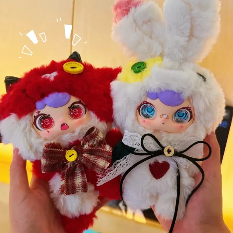 【Nuovo IP】 Zaza Bbtoy Patch Town Scatola cieca in peluche in vinile, Doppi occhi con sabbia fluente, Scatola cieca decorativa sospesa in peluche rotante