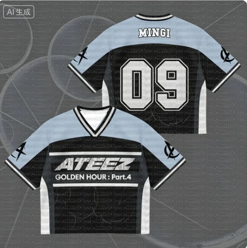T-shirt casual a maniche corte con scollo a V da uomo e donna, collezione Estate 2026 - Maglia in rete ATEEZ Mini Album G-Golden Hour Part 4