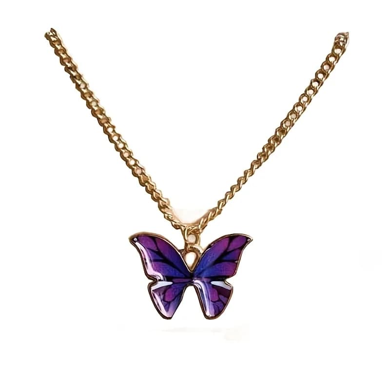 1PC European And American Fashion New Bohemian Alloy Butterfly Pendant Necklace Light Luxury Easy Personalized Women'S Clavicle Chain