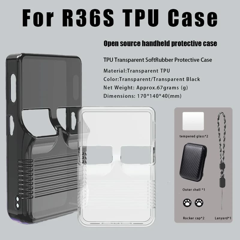 Nuova custodia protettiva portatile open source per console di gioco portatile R36S Custodia per accessori Custodia trasparente All in One