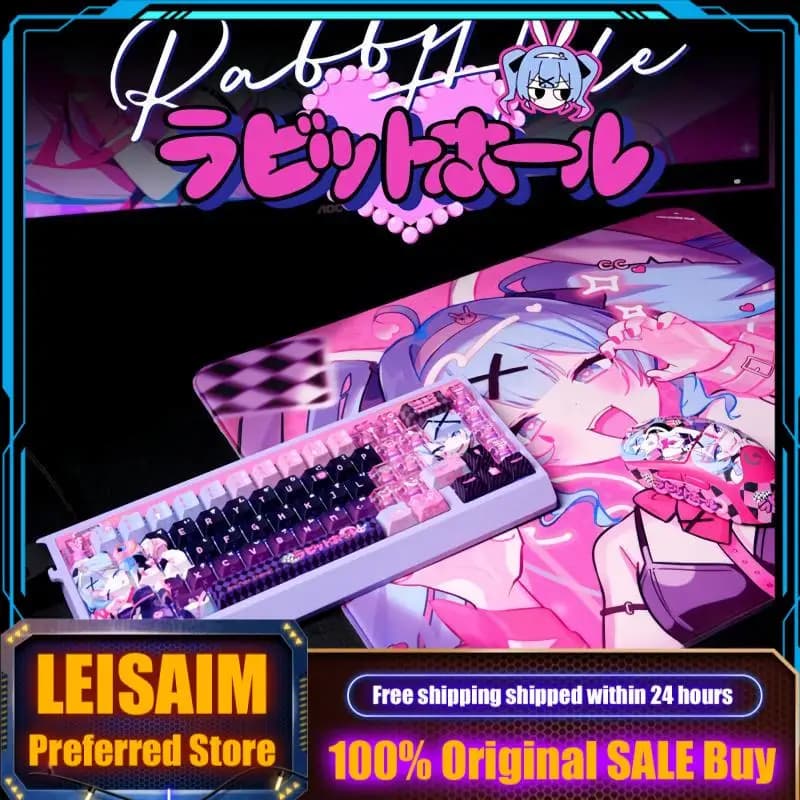 Copritasti a tema Anime Rabbit Hole per tastiera meccanica Trasparente Cherry Side PBT + PC Accessori per tastiera da gioco personalizzati Regalo