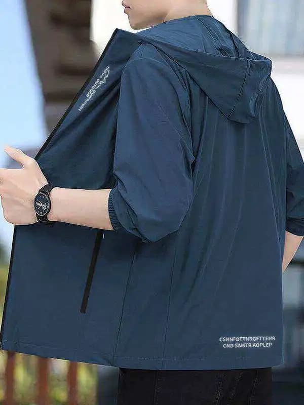 Cappello da Uomo in Seta Ghiaccio Ultra-Sottile, Giacca Estiva Protettiva dal Sole, Alla Moda, Versatile, Leggera, Delicata sulla Pelle, in Fibra di Poliestere