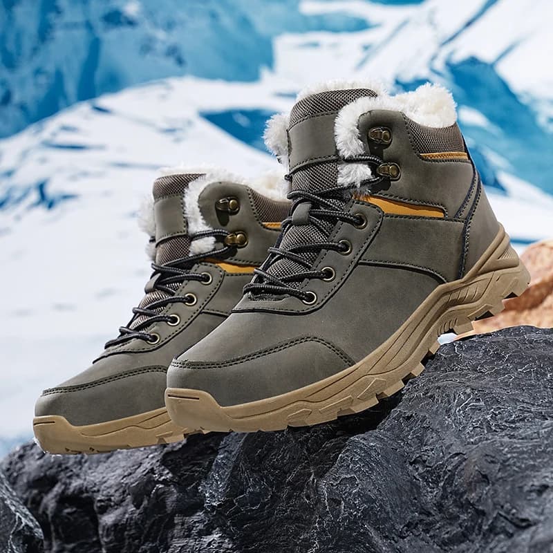 YRZL Stivali da neve da uomo Stivali termici invernali Antiscivolo Foderati caldi Leggeri e confortevoli Scarpe da lavoro per escursioni all'aperto Impermeabili