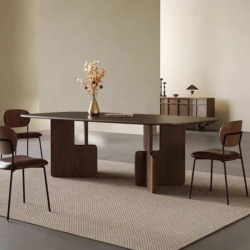 Tavolo da Pranzo Moderno Nordico con Piano in Marmo Ceramico e Gambe in Legno, Set da Pranzo per 10 Persone, Arredamento per Sala da Pranzo #