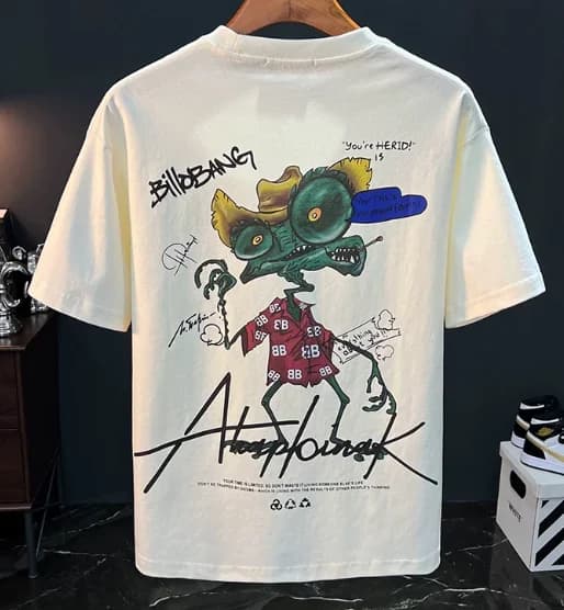 Summer New Men's Pure Cotton Short-sleeved T-shirt, Comfortable and Breathable, Fashionable and Trendy, Casual Printed Top