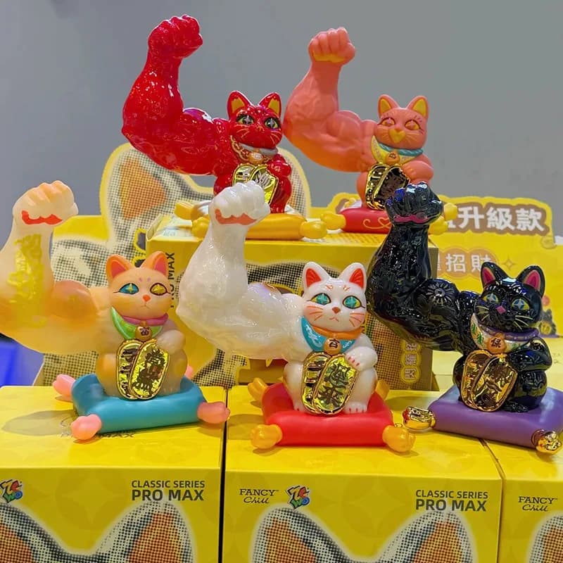 Great Power Fortune Cat Classic Series Blind Box - Action Figure Kawaii Fortune Cat, Mystery Box, Regalo di Compleanno, Giocattolo per Bambini