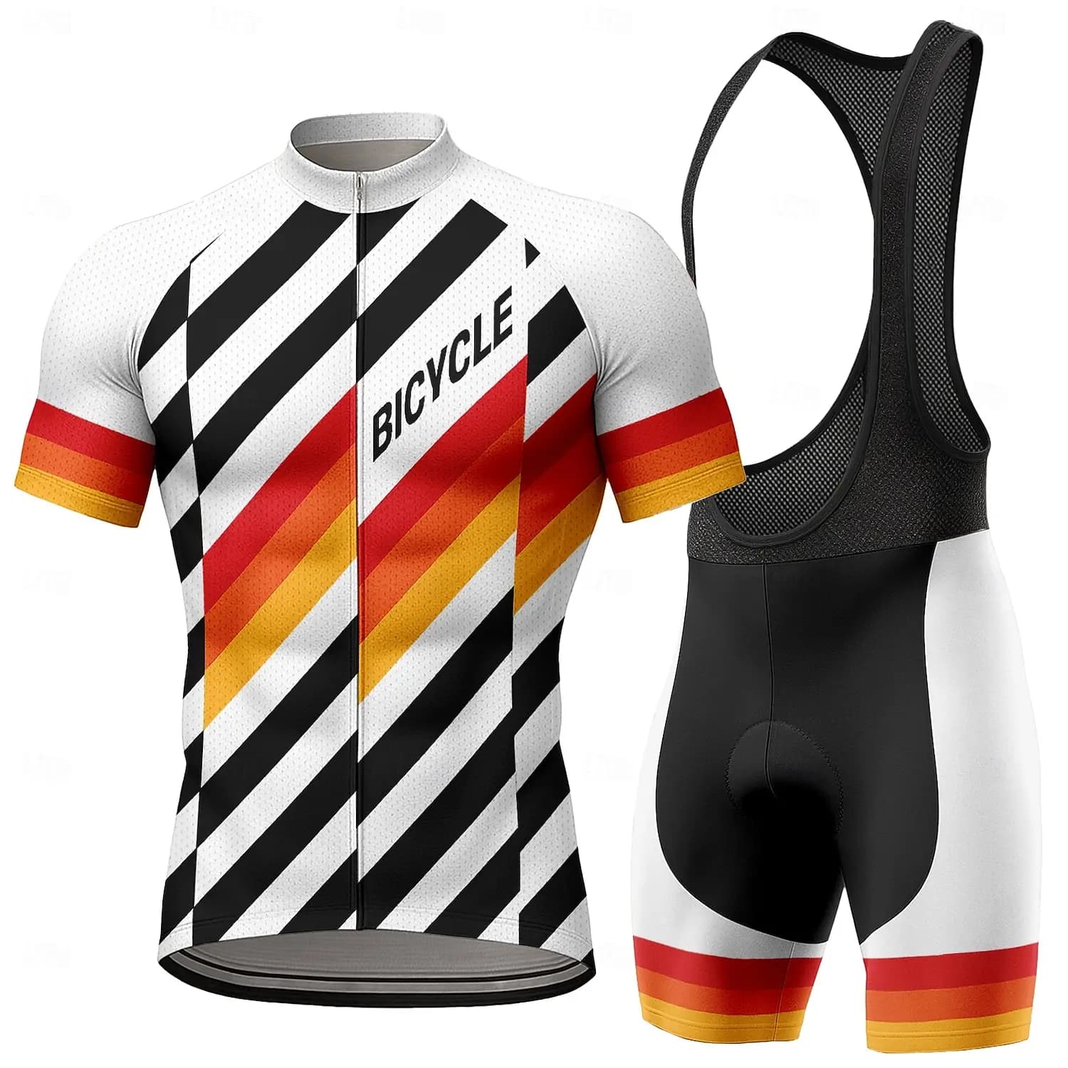 Men Short Sleeves Cycling Jersey Set Bib Shorts Gel Breathable Pad Breathable Quick Dry Bike Clothing Kit Triathlon