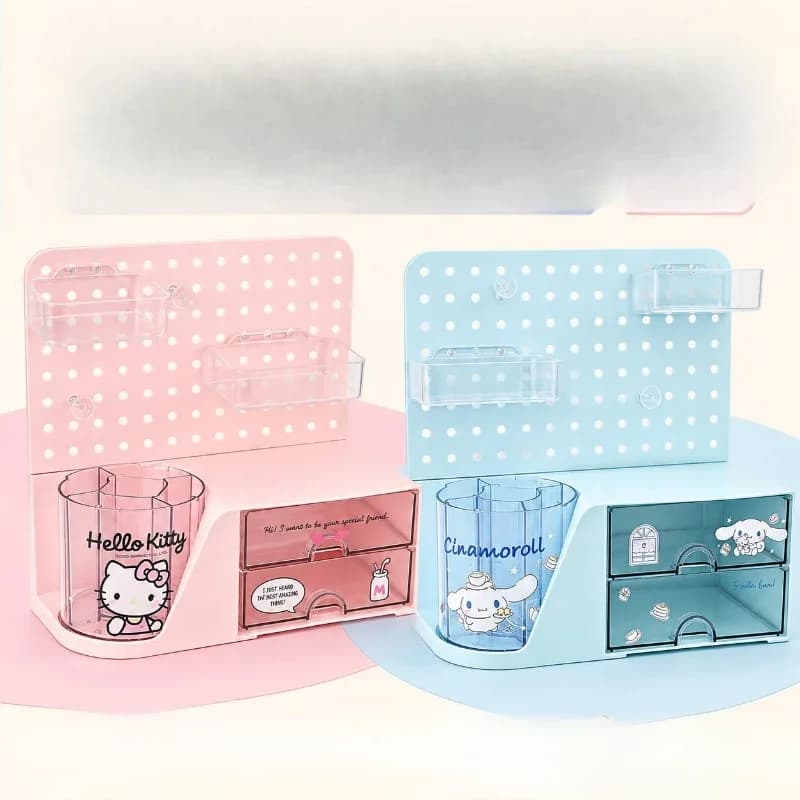 Japanese Sanrio Cartoon Desktop Storage Box Pegboard Cosmetic Organizer Shelf Factory Direct Cabinet Kawaii New Hot