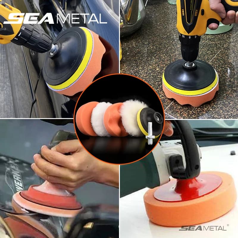 SEAMETAL 6 pezzi kit per lucidatura ceretta per dettagli automatici set di tamponi in spugna per disco per lucidatura per auto da 3/4/5 pollici per lucidatrice elettrica