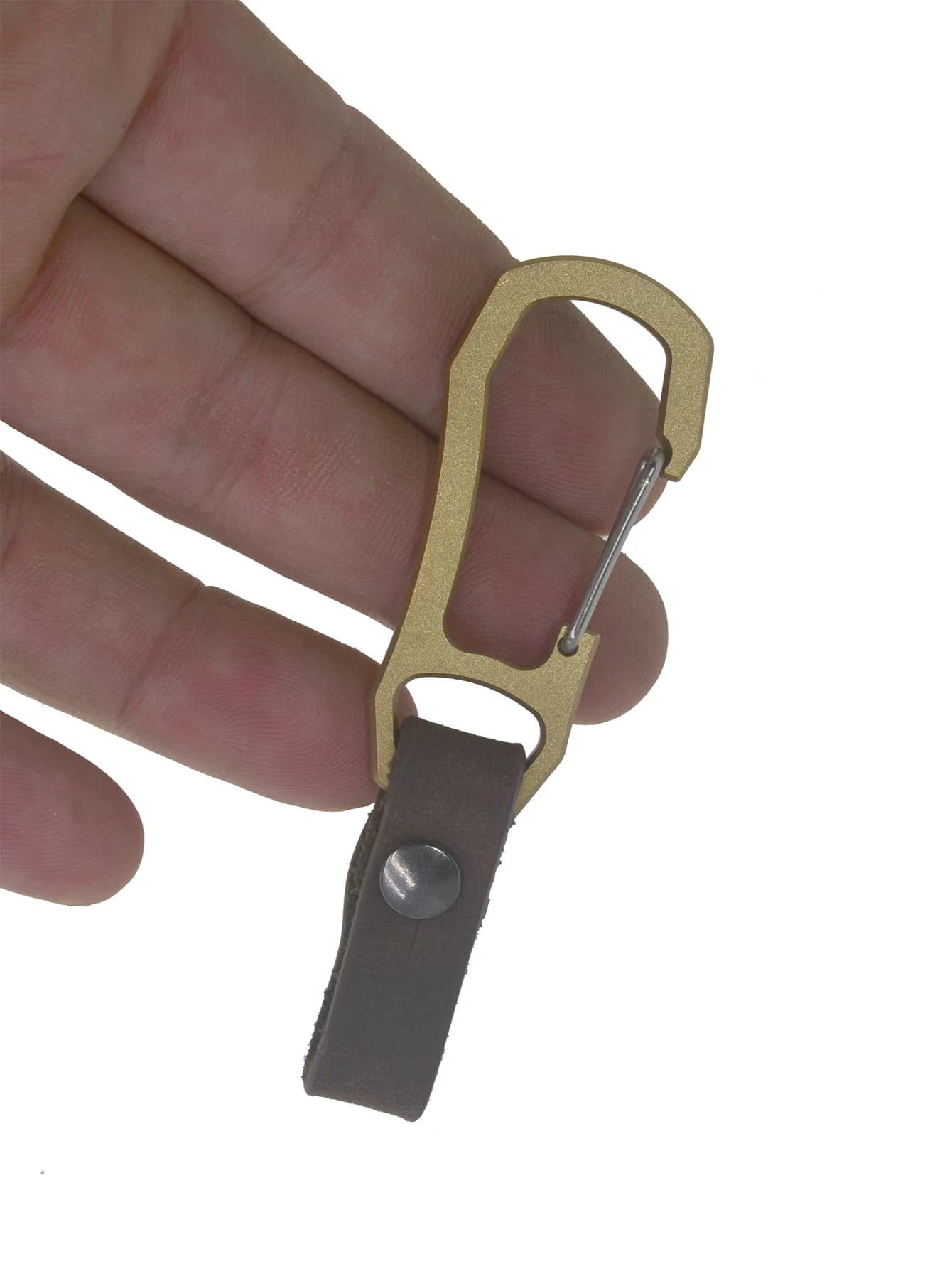 Portachiavi in ottone opaco in pelle marrone Cintura a sgancio rapido Moschettone Portachiavi per auto di lusso Gancio di sicurezza Regalo EDC