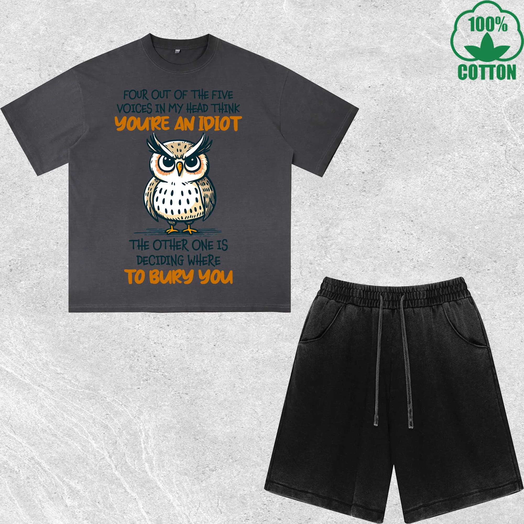 Complete TOBury You T-shirts and shorts printed dirty effect, wide fit, fashionable, 100% cotton, black