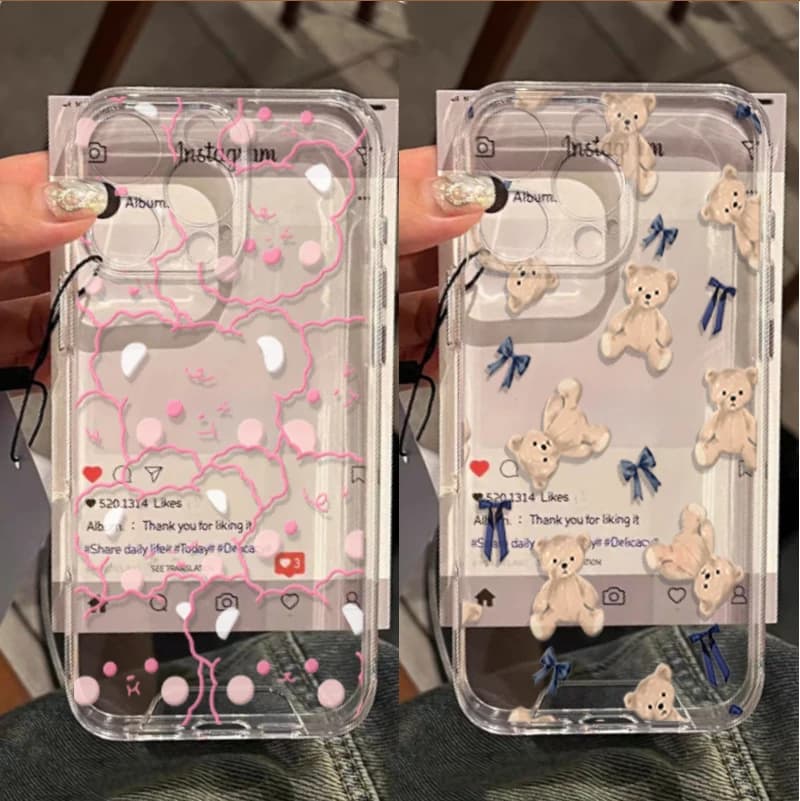 Cover per telefono Teddy Bear Bowknot trasparente per Samsung A57 A07 A36 A26 A56 A16 A06 A55 A35 A25 A15 A05 A54 A34 A24 A14 A13 A53