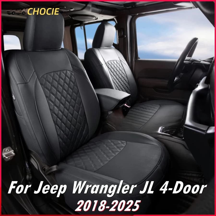 Custom Complete Set Car Seat Covers for Jeep Wrangler JL 4 Doors 2018-2025 Sahara Altitude Rubicon 392 Unlimited Car Seat Protector