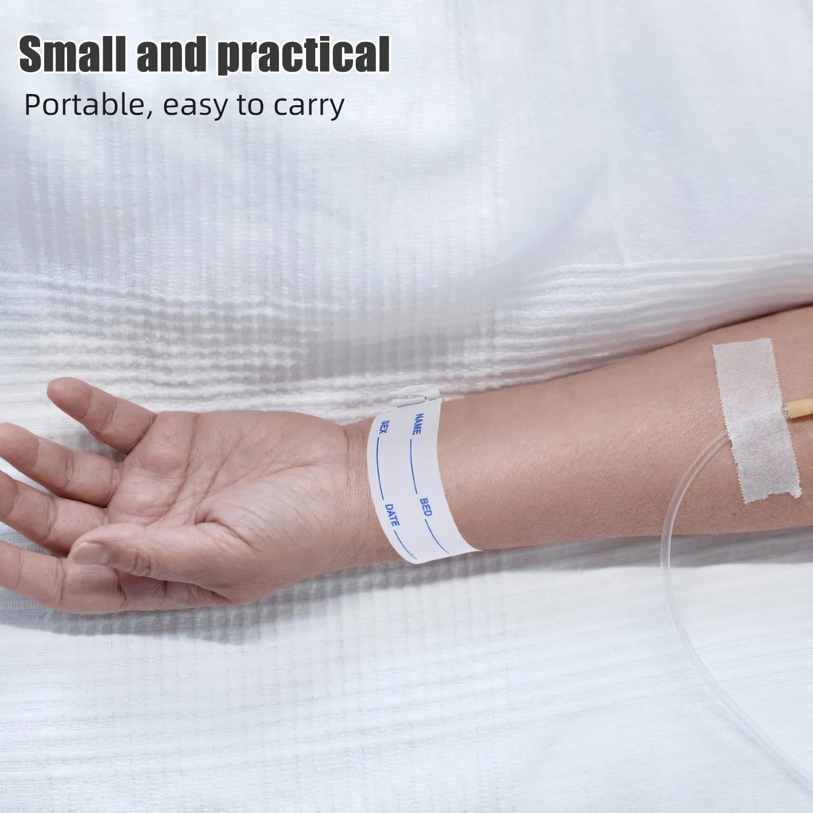 100Pcs Identification Wristbands PVC Hospital Patient Id Bands Waterproof Stain Resistant Adjustable Fit Adults Children