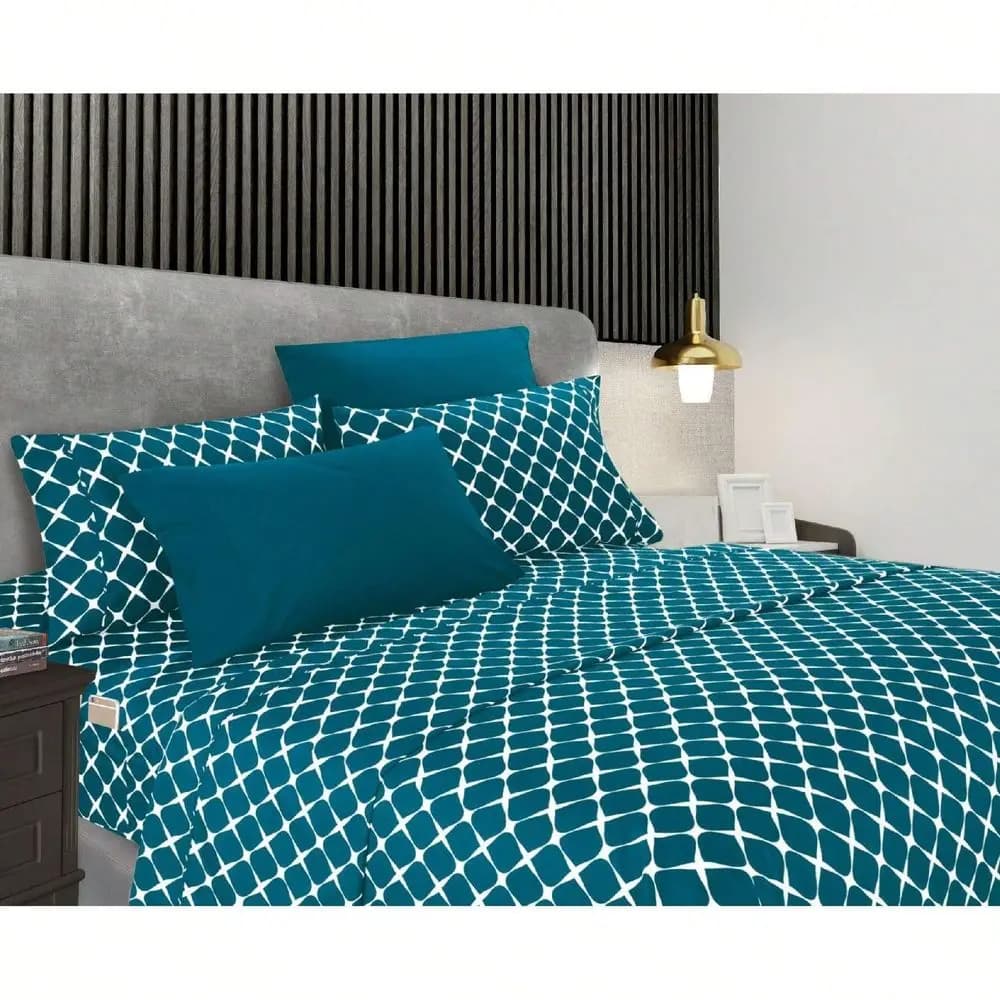 Set di Lenzuola Geometriche Bloomingdale Comfort Luxury 4/6 Pezzi, Tasche Profonde 16 Pollici, Ultra Morbide, Lavabili in Lavatrice, Set di Lenzuola di Lusso 6 Pezzi