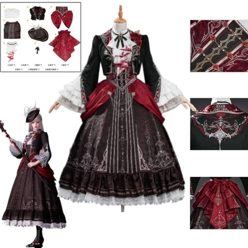 Costume Cosplay Love and Deepspace Red Moon Covenant, Abito Demone Ali d'Argento, Gonna Stratificata con Choker, Polsini per Donna, per Convention