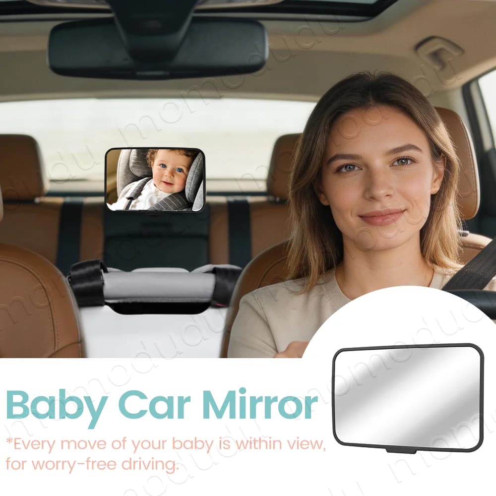 Specchietto Retrovisore per Auto Regolabile a Grandangolo, Misura M, Montaggio su Poggiatesta, Monitor di Sicurezza per Bambini e Neonati Rivolti all'Indietro