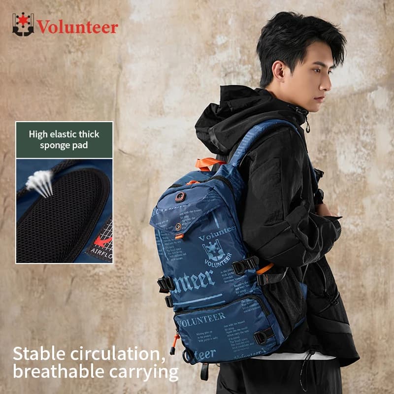 VOLUNTEER Zaini da viaggio Uomo Moda Trekking Sport Zaino universitario impermeabile Uomo Pendolare Borsa Oxford leggera 1518-03A
