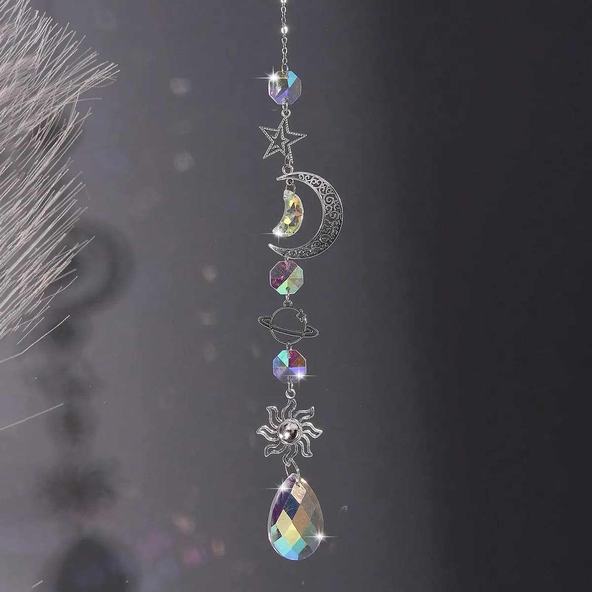 1pc suncatcher crystal wall hanging modern star moon sun planet design decoration suitable for living room home outdoor